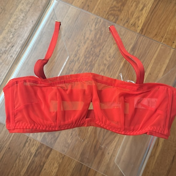 NWT $78 HAH Wired Mesh Bra Sz 30-38C Blood Orange Red Sheer Unlined Valentines - Picture 5 of 7